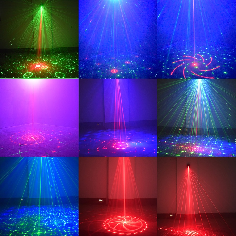 69/129 Patterns USB Rechargeable Led Laser Projector Lights RGB UV DJ Sound Party Disco Light for Wedding Birthday Party dj Home