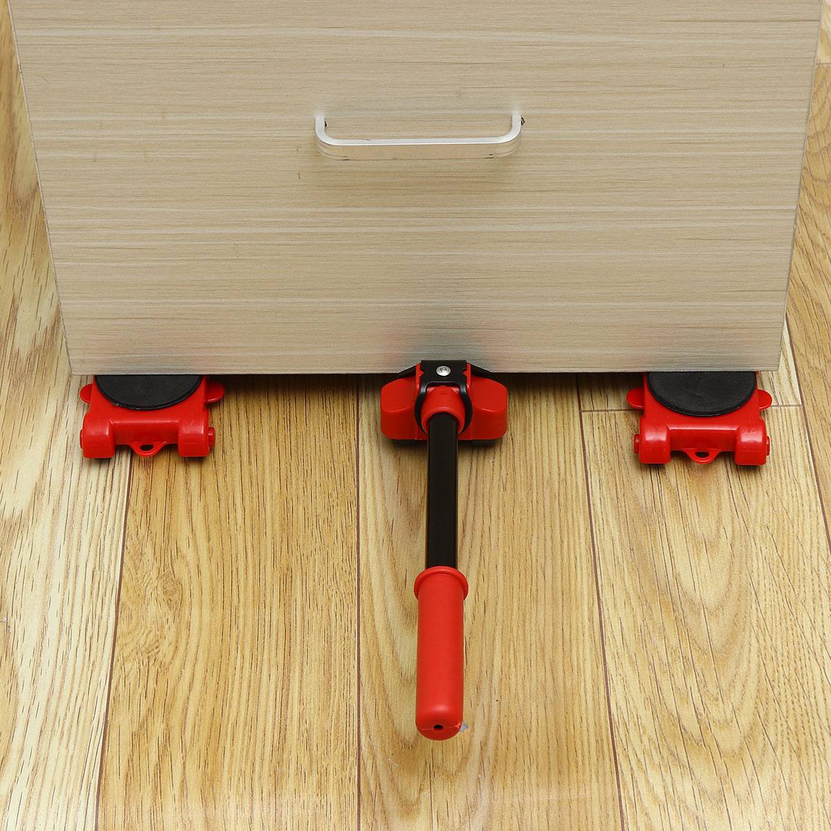 Furniture Moving Transport Tool Set 4 Mover Roller +1 Wheel Bar Heavy Duty
