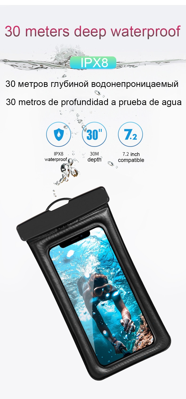 Universal Waterproof Phone Case Water Proof Swim Pouch Bag