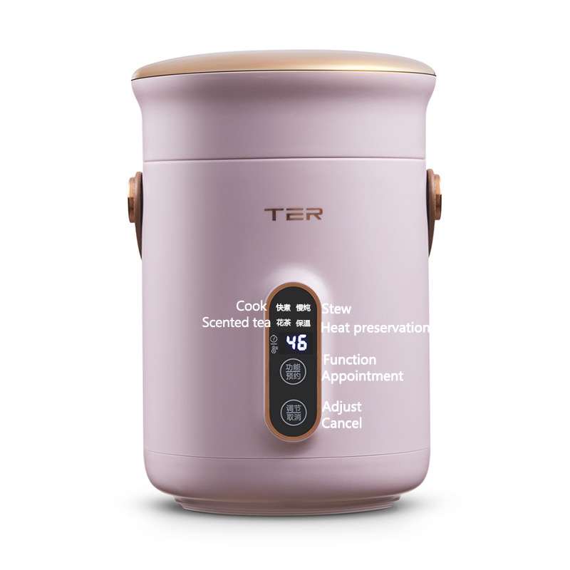 Electric Stew Pot Slow Cooker Tea Maker Portable Hot Pot Prridge Soup Maker with Appointment For Home Travel 600ml
