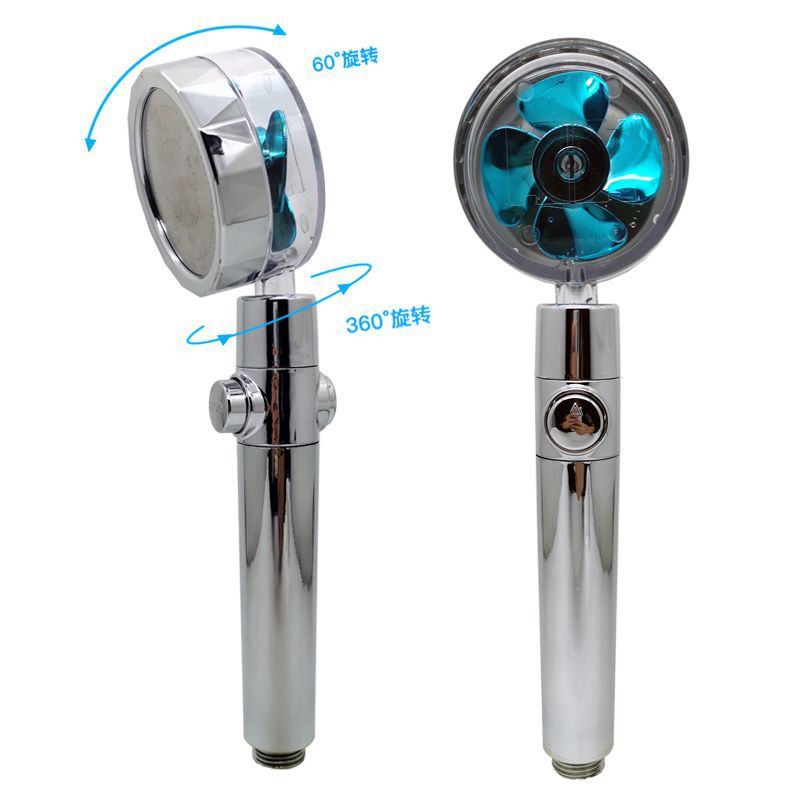 Shower Head Water Saving Flow 360 Degrees Rotating With Small Fan