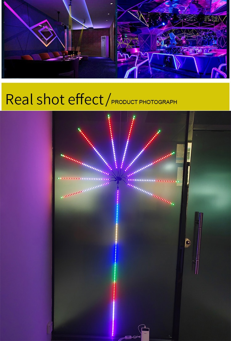 Fireworks LED Strip Light RGB Neon LED Light Ribbon Music Control Horse Race Lamp Home christmas Holiday Room Decor Lights Tape