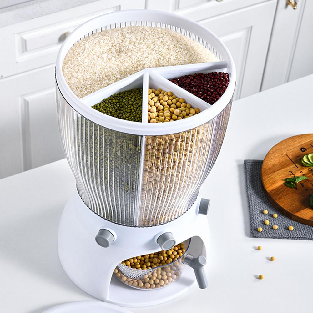 Rice Dispenser Rotating Dry Food Cereal Rice Storage Box Organizer Food Container