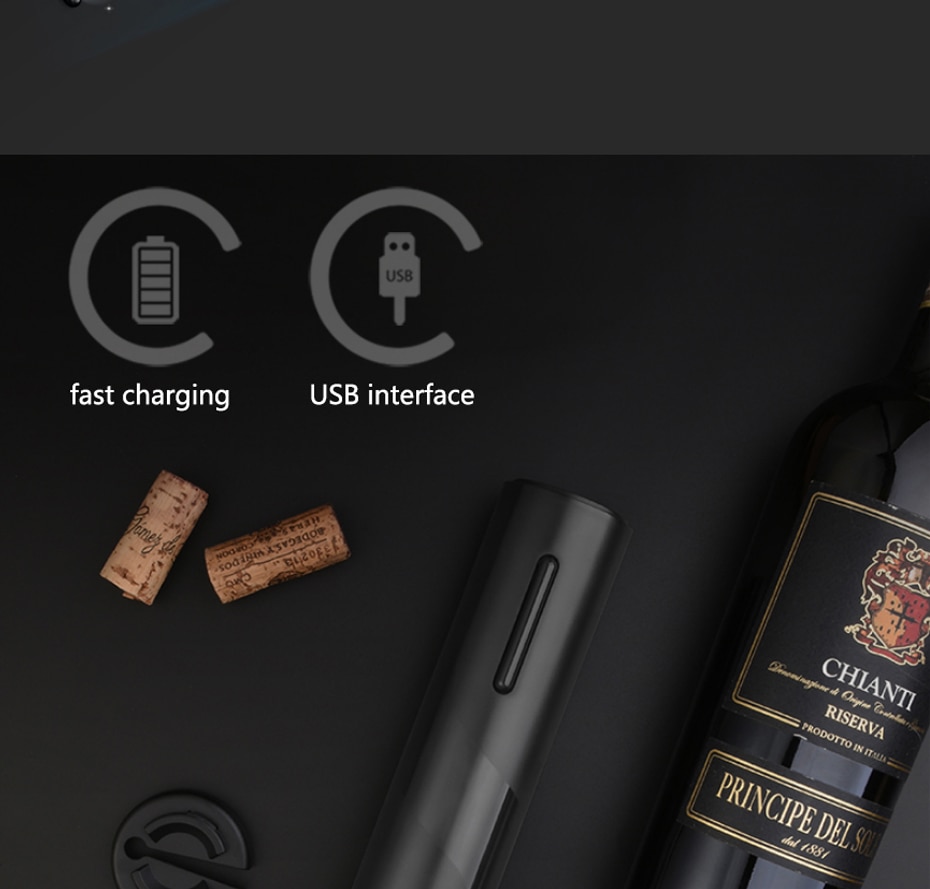 Electric Wine Opener, Rechargeable Automatic Corkscrew Wine Bottle Opener with USB Charging