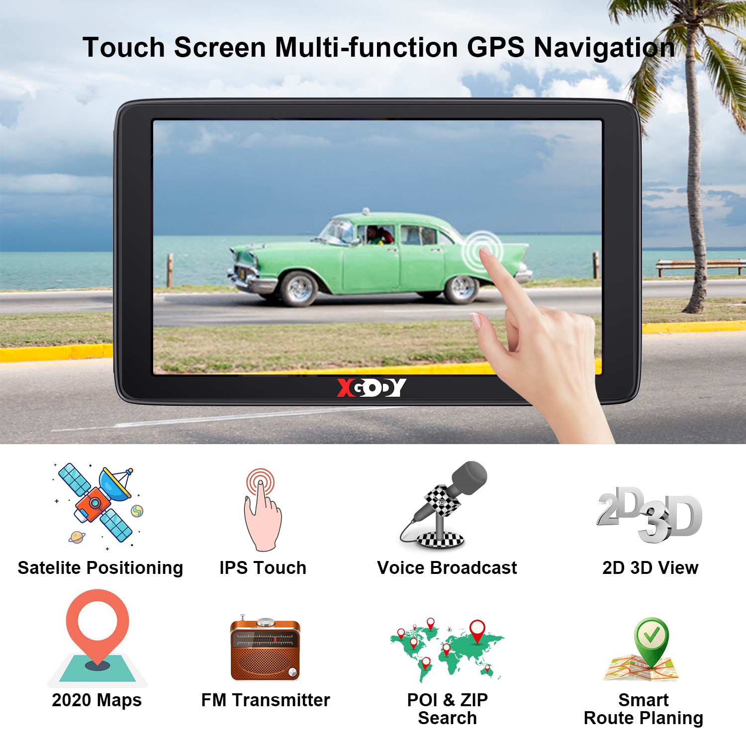 Car GPS Navigation 7 Inch Touch Screen GPS Navigator Truck Sunshade Sat Nav 256M+8G 2020 America Europe Map GPS Navigators