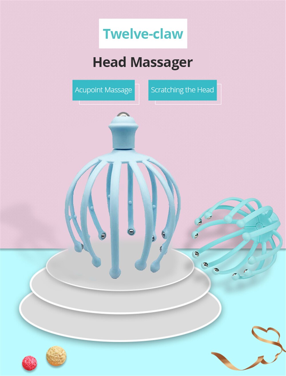 Head Massager Scalp Roller Massage Octopus 12 Claws Magnetic Ball Relax SPA