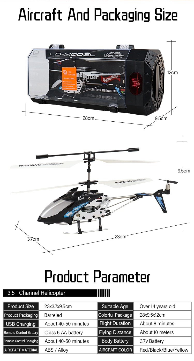Remote Control Helicopter 3.5 Channel RC Aircraft Plane Toys Model Recharge Outdoor Drone
