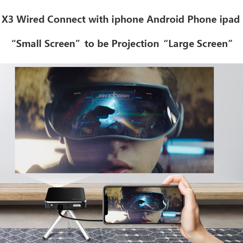 Pocket DLP projector wired connect with android phone iphone HD-in USB battery digital beamer home video projetor