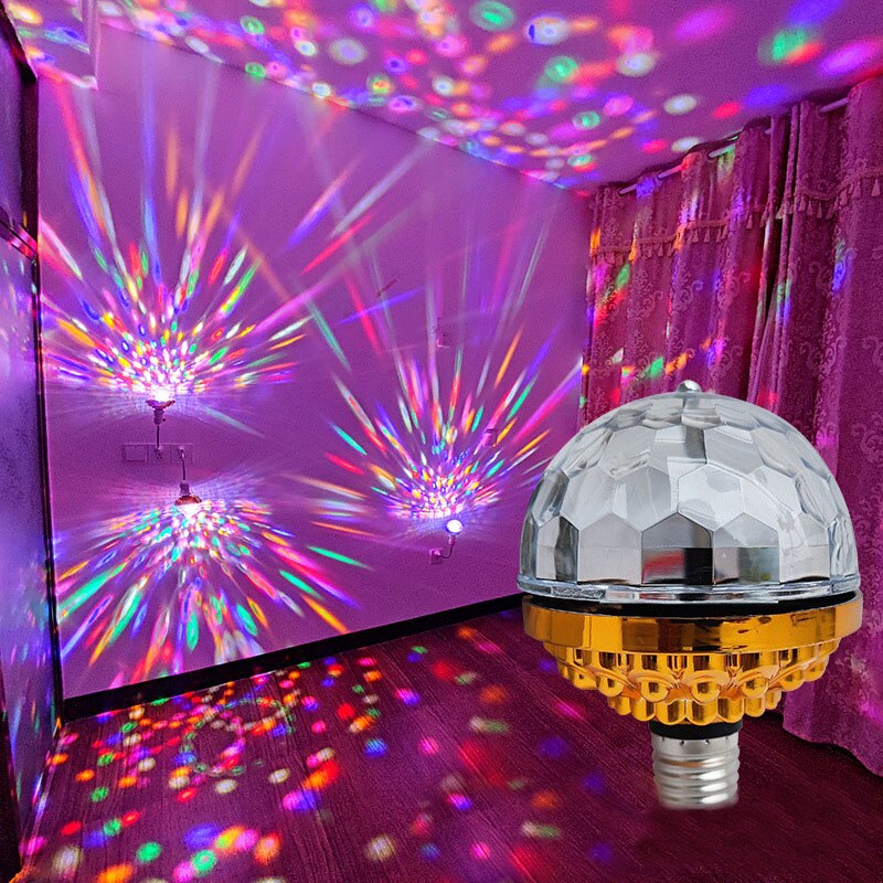 Colorful LED Stage Flashing Light Bulb 6W Rotating Crystal Magic Ball Mini Lamp for Disco Party Christmas Party Decoration