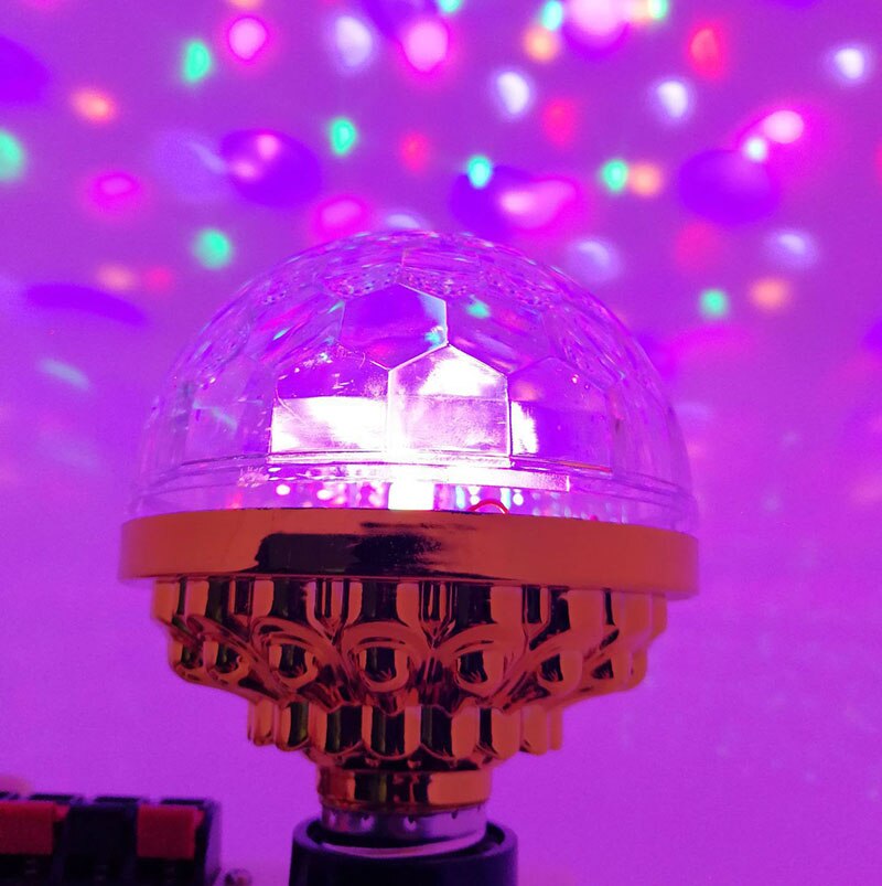 Colorful LED Stage Flashing Light Bulb 6W Rotating Crystal Magic Ball Mini Lamp for Disco Party Christmas Party Decoration