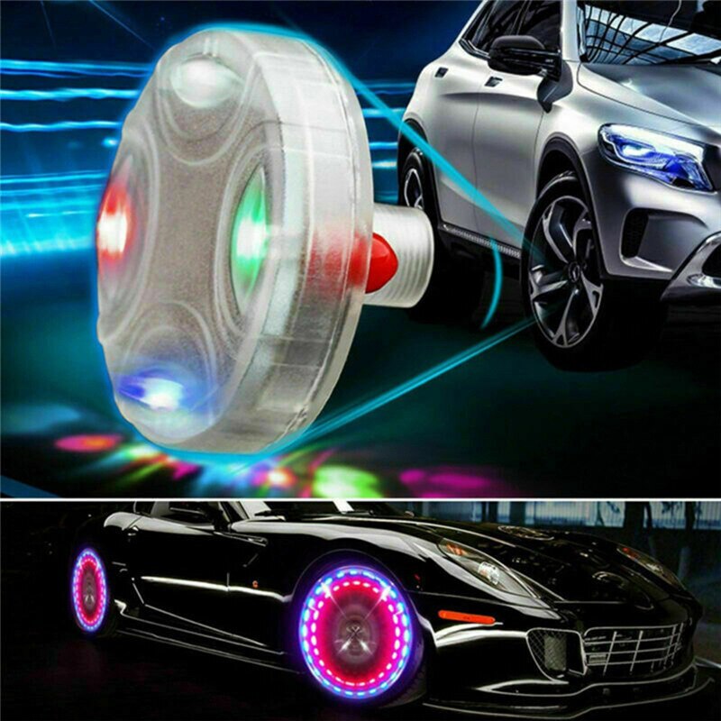 Solar Led Valve Cap Lights, Wheel Decoration Lights, Flashing Lights, Waterproof colorful For Car and Motorcycle Tire Lights