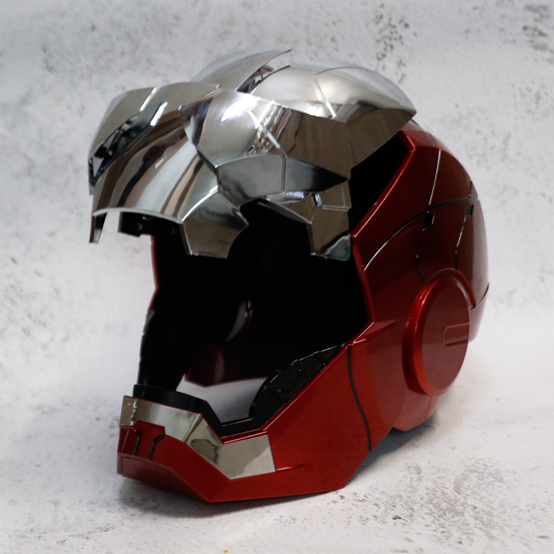 Marvel ironman autoking 1/1 mk5 capacete remoto & controle de voz cosplay luz led homem de ferro pvc figura ação brinquedos