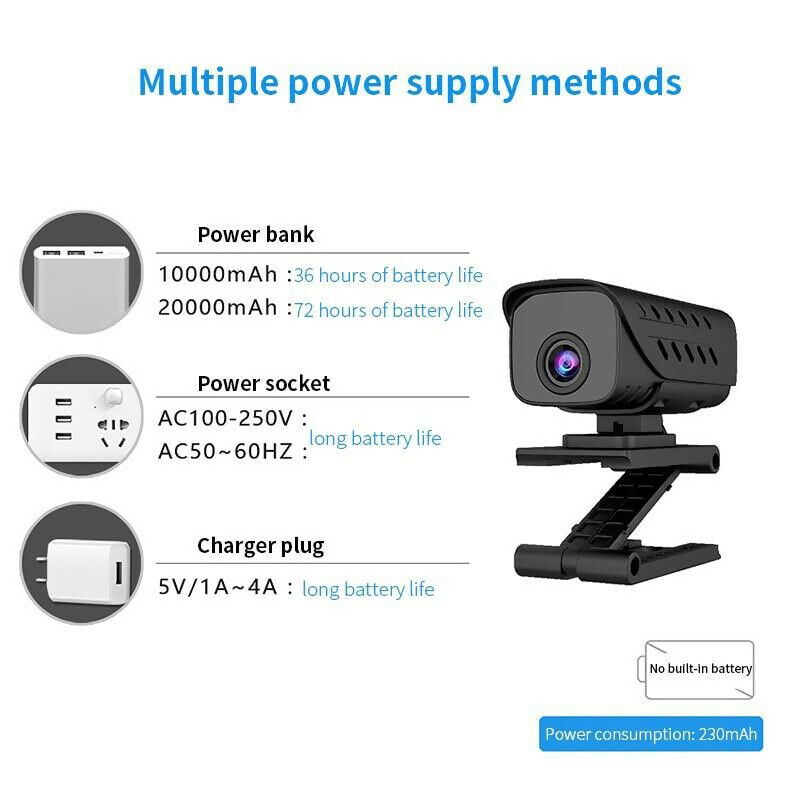 WiFi Mini Camera HD 1080P Wireless Rechargeable Battery Mobile Folding Micro Detection Night Vision Smart Home Camcorder