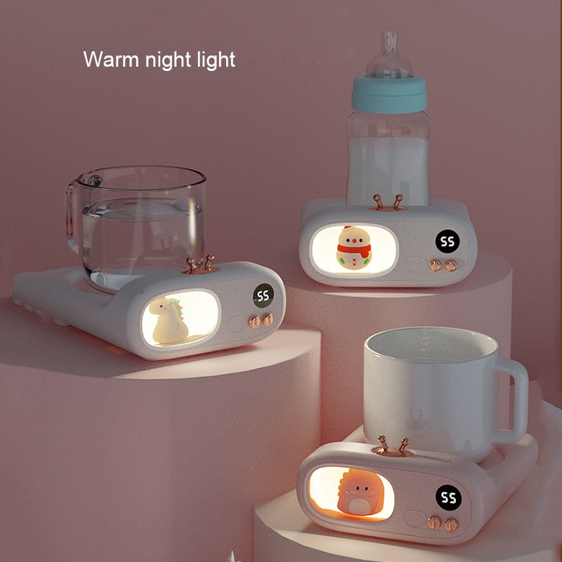 Electric Cup Heater Pad Auto-off Coffee Mug Warmer Mat for Home Office Milk Tea Water with Warmer Night Light