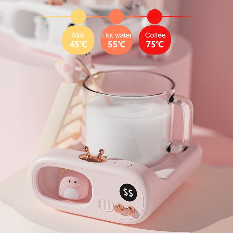 Electric Cup Heater Pad Auto-off Coffee Mug Warmer Mat for Home Office Milk Tea Water with Warmer Night Light