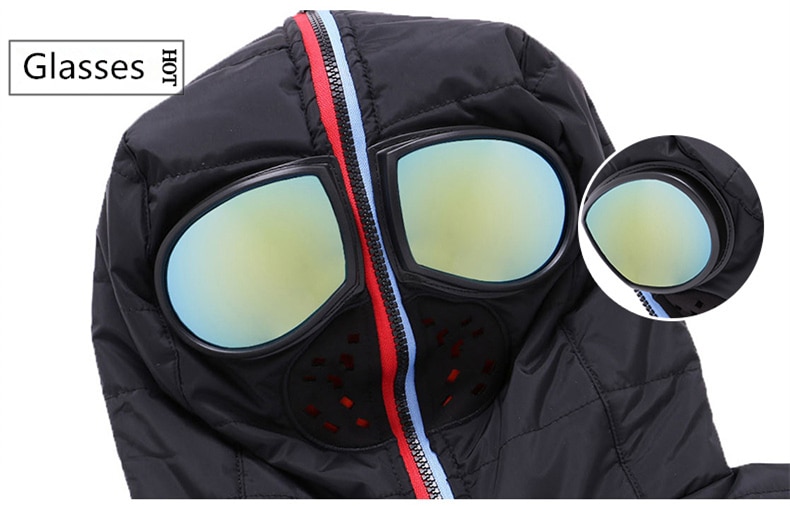 Hooded with Glasses Men Winter Brand parka Warm Thick Jacket Parkas Coat Men New Autumn Outwear Windproof Hat Parkas Jacket Men