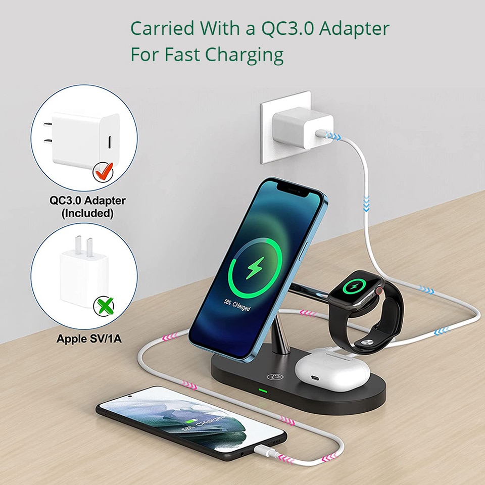 Magnetic Wireless Charger 3 in 1  for iPhone 12 Pro Max/13 Chargers for Apple Watch 6 SE Airpods Pro 2 3 Charger Holder
