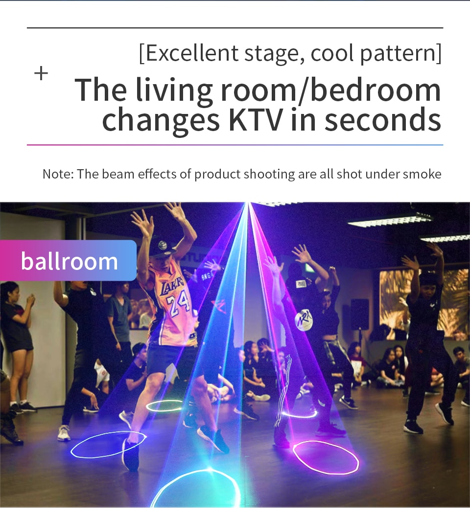 LED Full Color Animation Laser Light Voice Control Beam Pattern  Projector Strobe DMX Signal Channel Disco Party KTV Bar Wedding