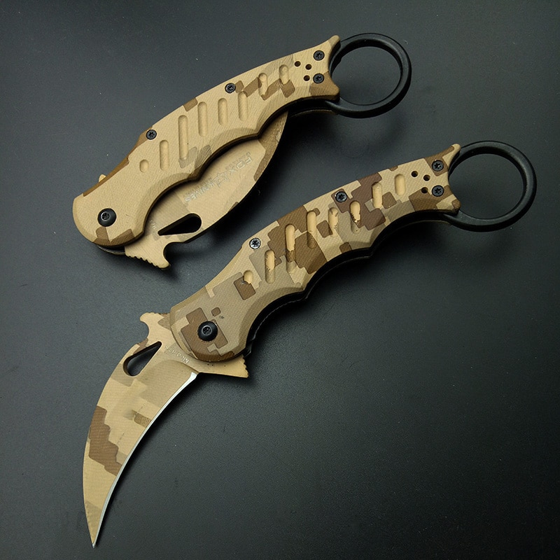 Tactical Knife OEM EDC Claw Corrosion Pattern 440C Blade Desert Handle Pocket Knifes Survival Tool Outdoor Gift