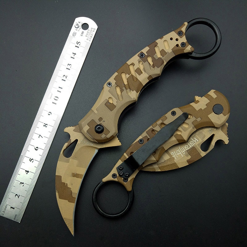 Tactical Knife OEM EDC Claw Corrosion Pattern 440C Blade Desert Handle Pocket Knifes Survival Tool Outdoor Gift