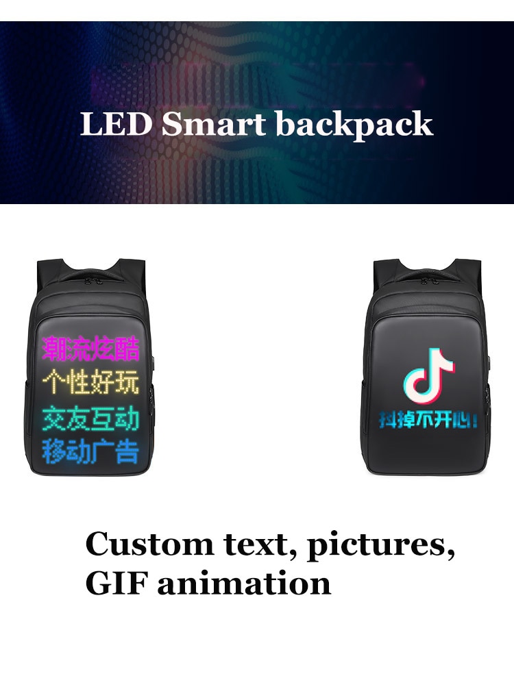 Bag LED Display backpack Business travel Laptop Backpack Men DIY Smart backpack school Backpack woman multimedia backpack