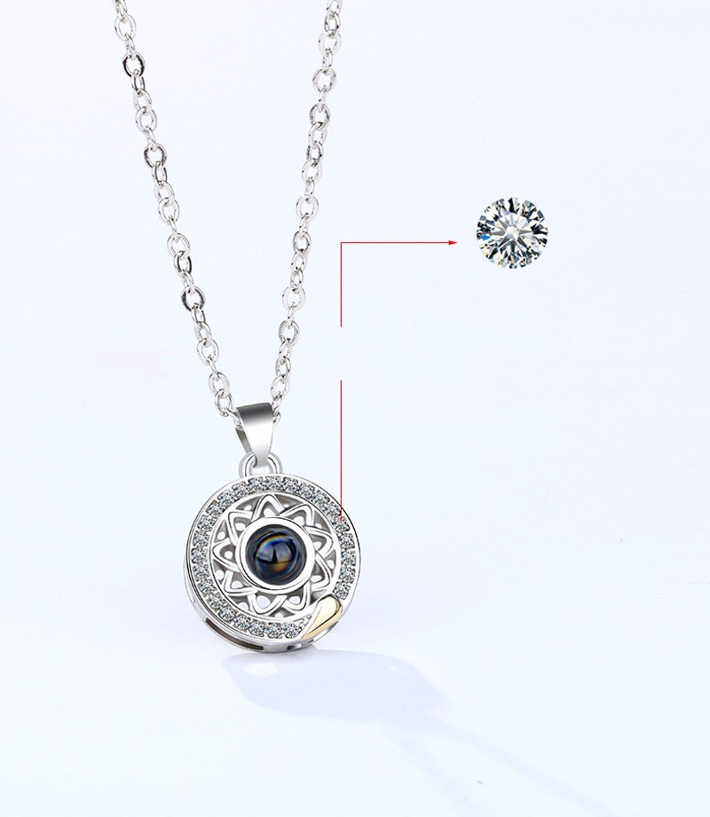 Magnetic Couple Necklaces 100 Languages I Love You Projection Sun Moon Pendant Necklace Women Men Lovers Magnet Valentine Gifts