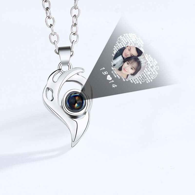 Magnetic Couple Necklaces 100 Languages I Love You Projection Sun Moon Pendant Necklace Women Men Lovers Magnet Valentine Gifts