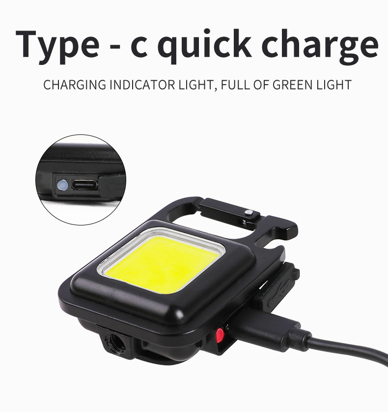 Mini LED Working Light Portable Pocket Flashlight USB Rechargeable Key Light Lantern Camping Outside Hiking COB Lantern