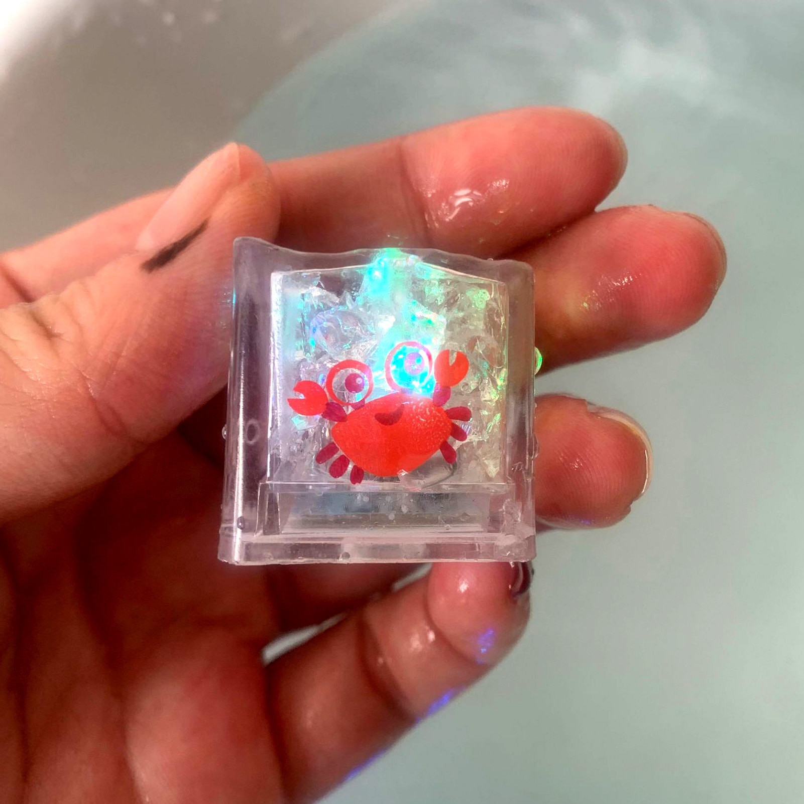 8Pcs Kids Bathing Water Luminous Ice Cubes Shape Cute Animal Print Colorful LED Light Toys