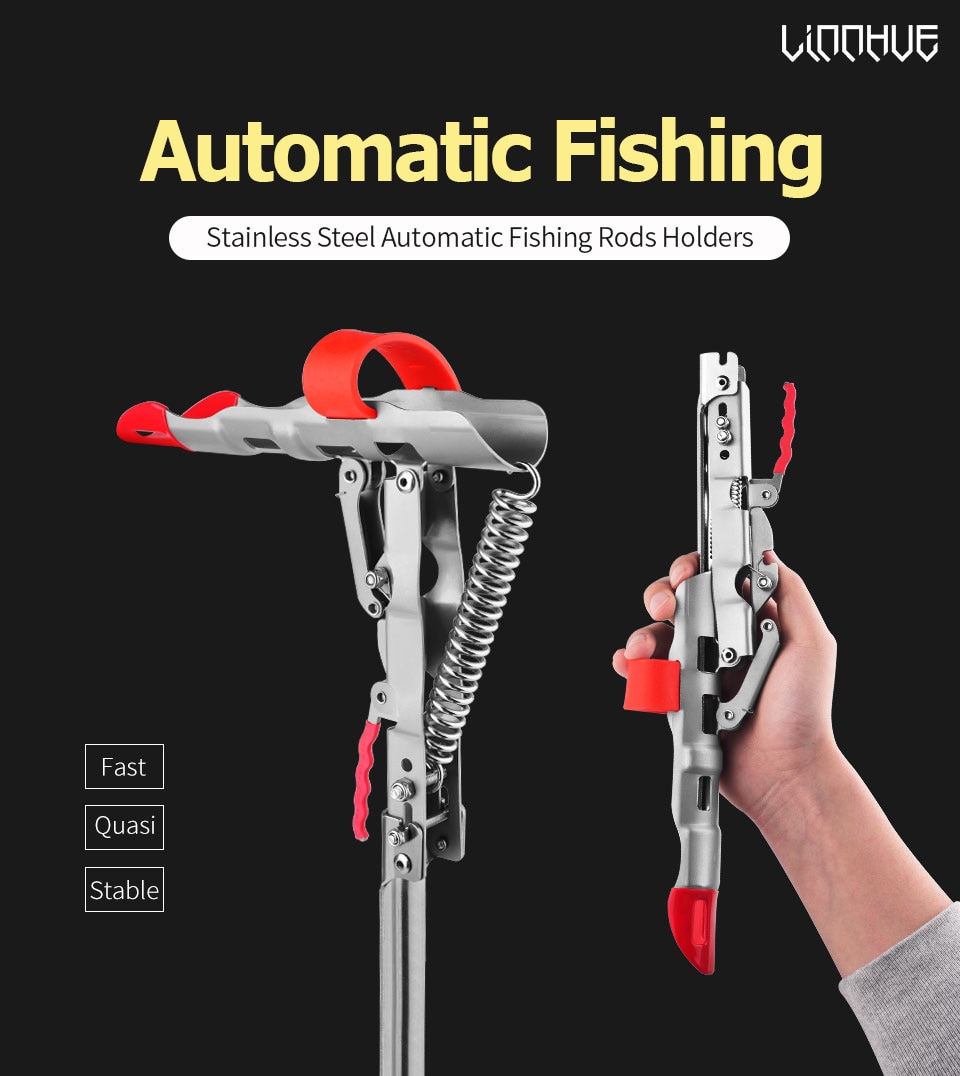 Fishing Rod Holder Spring Automatic Full Stainless Steel Adjustable Sensitivity Folding Fishing Accessories Bracket