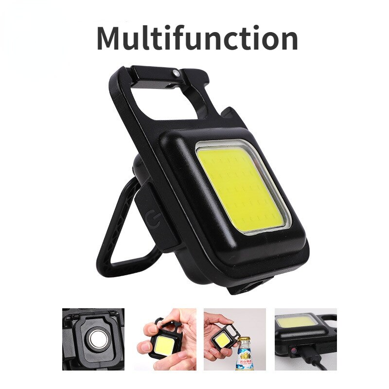 Mini Lantern Portable Multi-function COB Floodlight Outdoor Type-c Rechargeable Keychain Light Aluminum Alloy Flashlight