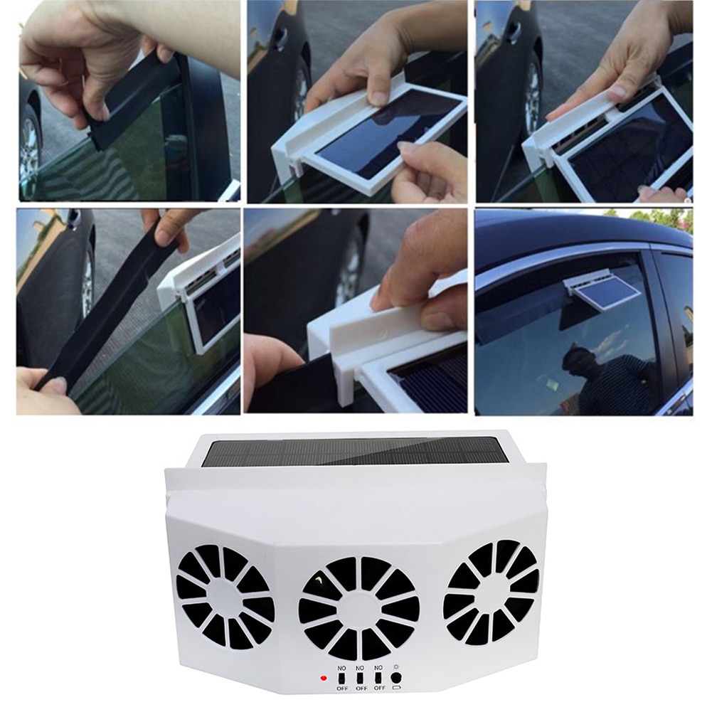 New Solar Powered Car Cooler Window Radiator Exhaust Fan Auto Air Vent Radiator Fan Ventilation Radiator Cooling System for Car