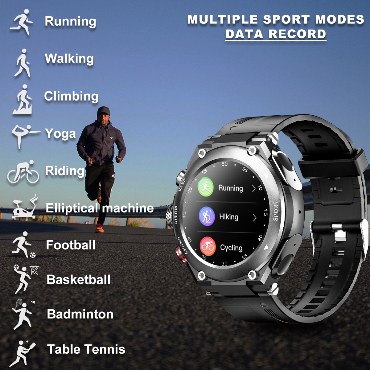 Smart Watch with Earbuds Bluetooth Headset Smartwatch  with Speaker Tracker Music Heart Rate Monitor Sports Watch