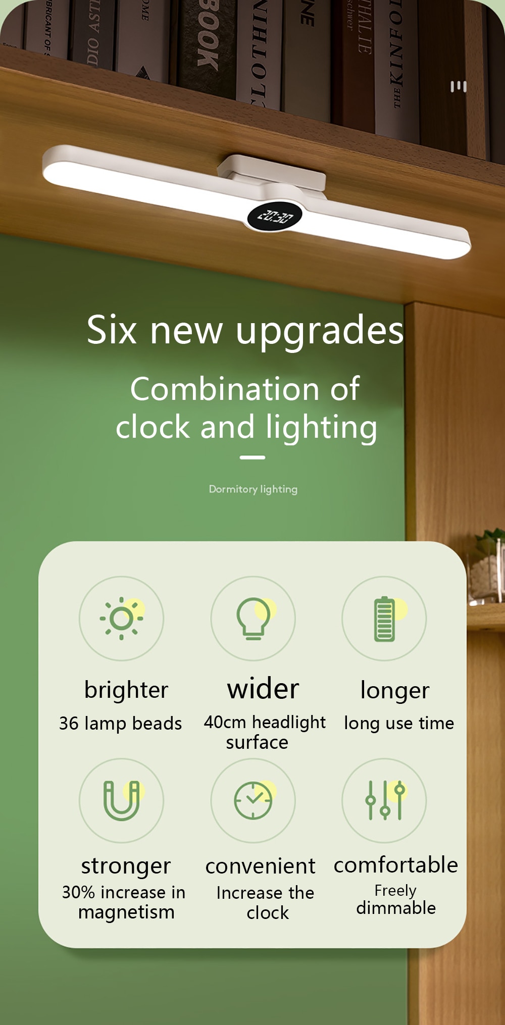 Indoor Wall Lamp Clock Desk Lamp USB Led Light Hanging Magnetic Led Rechargeable Stepless Dimming Table Lamp Night Light
