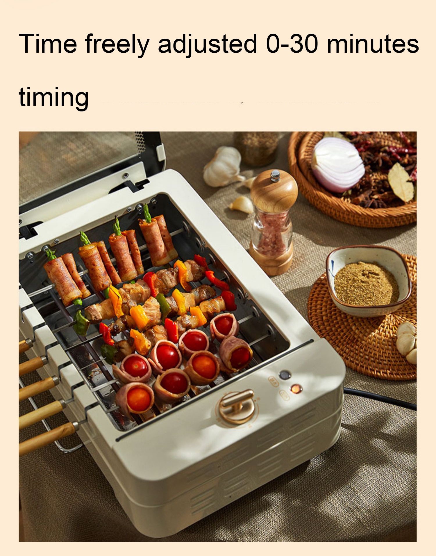 Electric Barbecue Grill Steak Pan Automatic Rotating Skewer Griddle Machine Smokeless Kebab Stove BBQ Rotisserie Oven Hot Pot