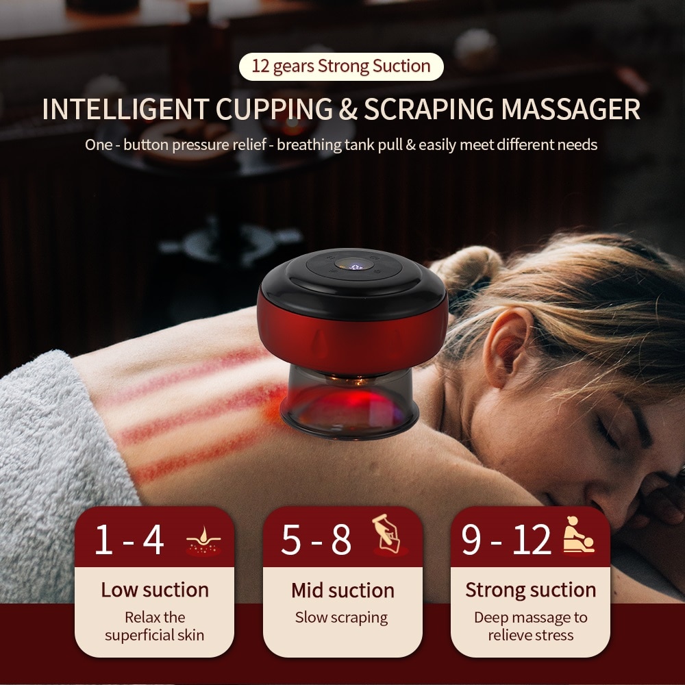 Electric Vacuum Suction Back Cupping Cup Chinese Medicine Health Care GuaSha Scraping Body Slimming Anti-Cellulite Massage Cup