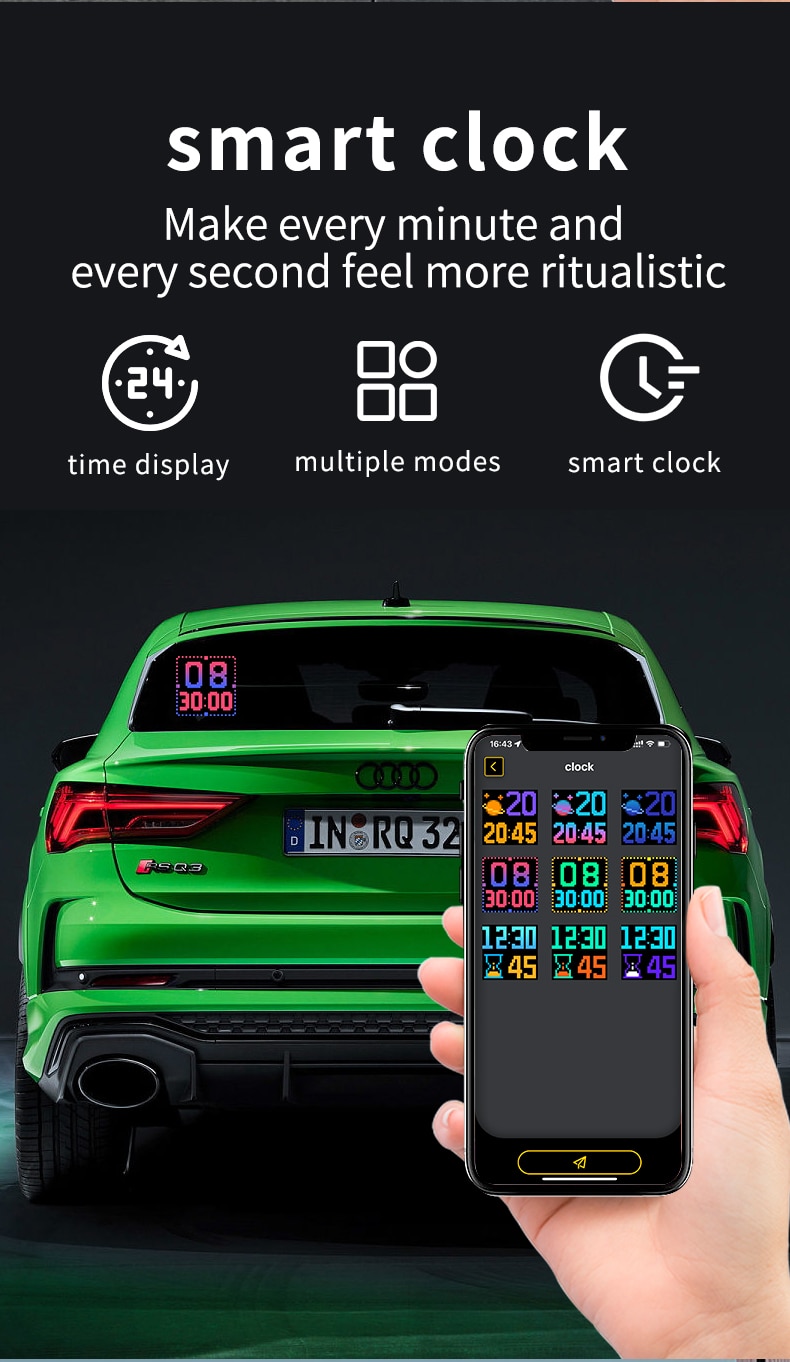 Full Color LED Display On Car Rear Window Mobile Phone APP Control