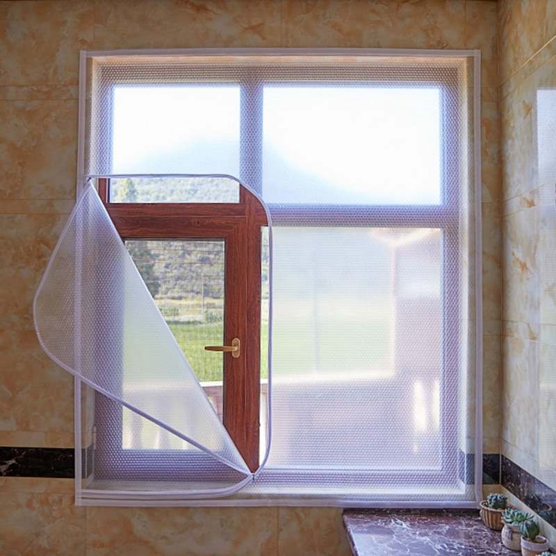 Customizable Winter Window Keep Warm Film Double Layer Windproof Curtain With Zipper Self-Adhesive Window Heat Protection Film