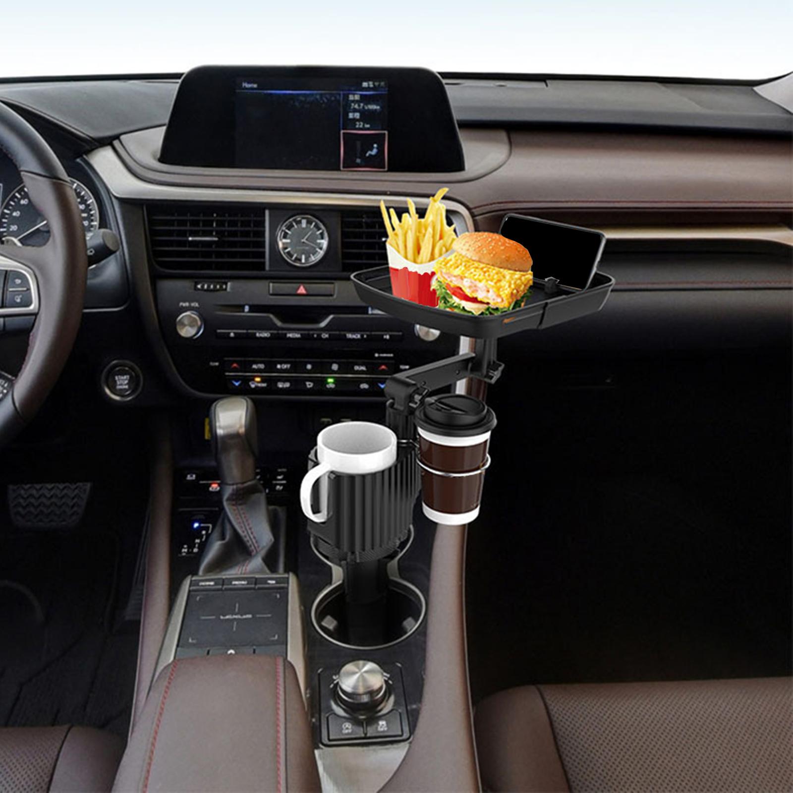Car Food Table Cup Holders Adjustable Support Frame Extendable Base Premium Quality for Most Car Dining Sturdy Easy to Clean